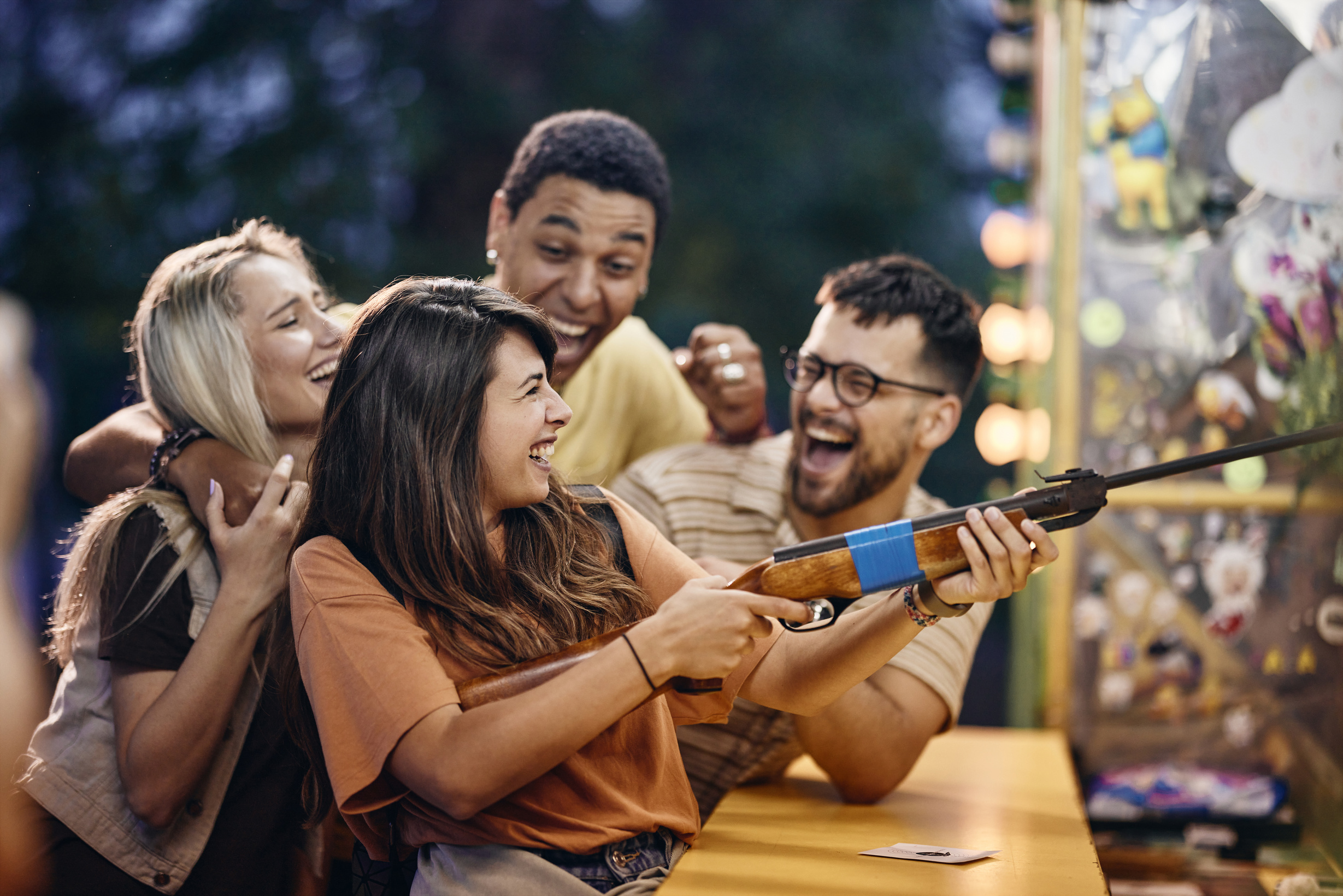 Target shooting at amusement park!